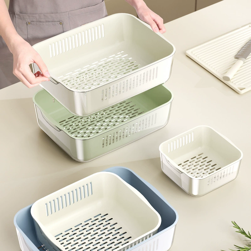 Double-layer drying rack, set, plastic basket, simple and elegant design