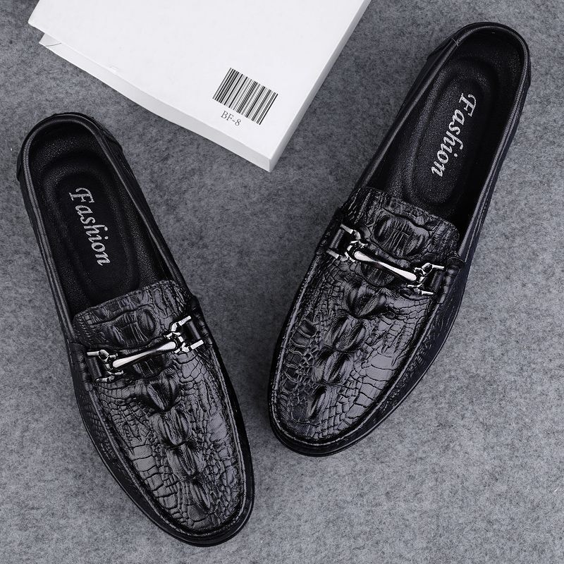 2026 New Summer Shoes for Men, Business Leather Shoes with Crocodile Texture, Summer Men's Shoes, Versatile Soft-Soled Men's Foreign Trade Casual Shoes
