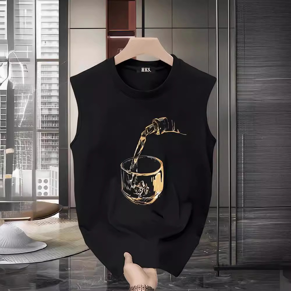 2024 Summer Men's Sleeveless T-Shirt, Sports Sleeveless Versatile Base Layer Sweatshirt, Loose Basketball Vest, Trendy on Instagram