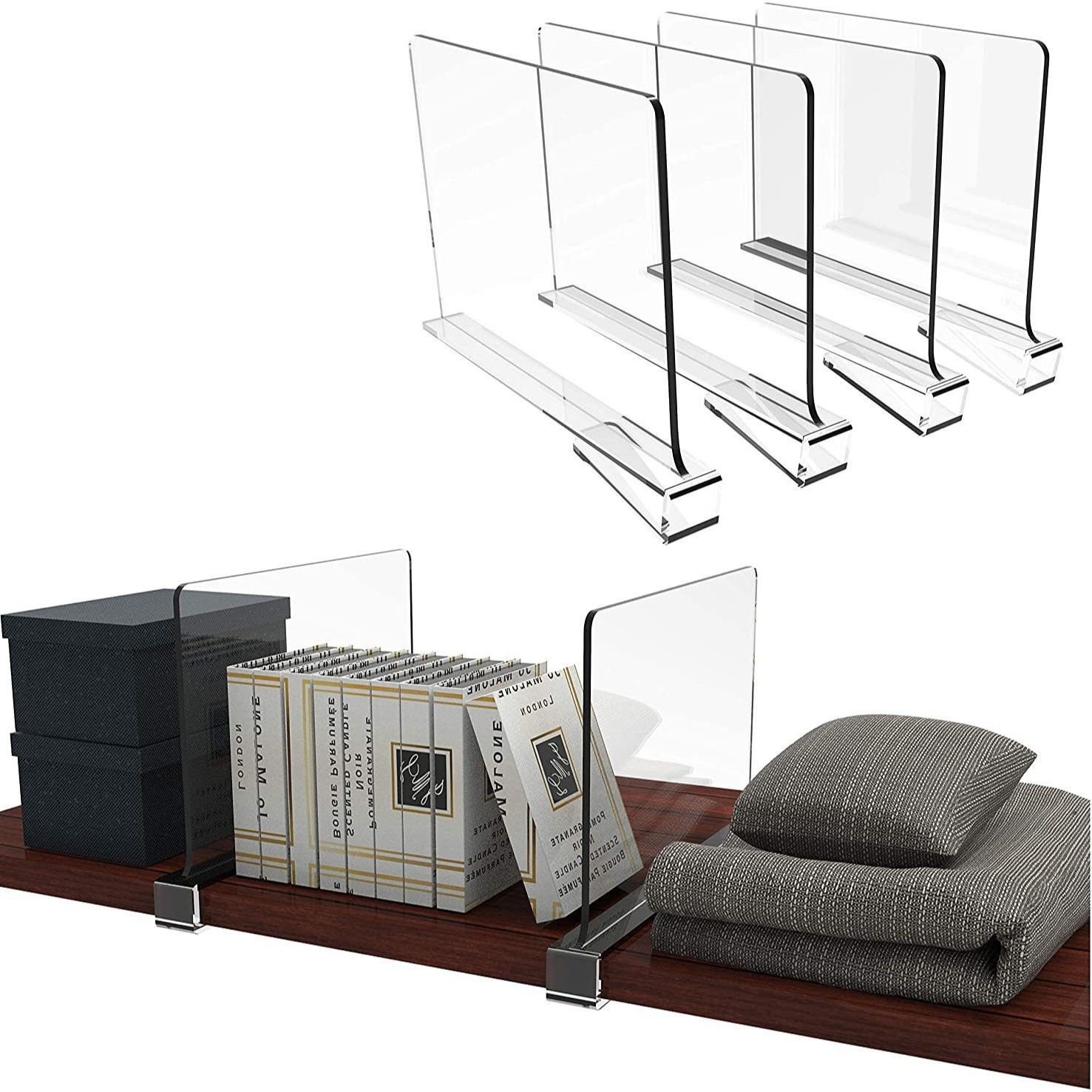 Acrylic transparent storage divider, wardrobe organizer, file and book sorting divider, office desk organizer