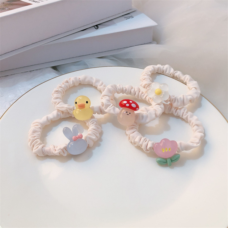 Dulces tulipanes conejo intestino delgado cuerda de cabeza de correa de goma de alta elasticidad cuerda de cabello de cola de caballo accesorios para el cabello