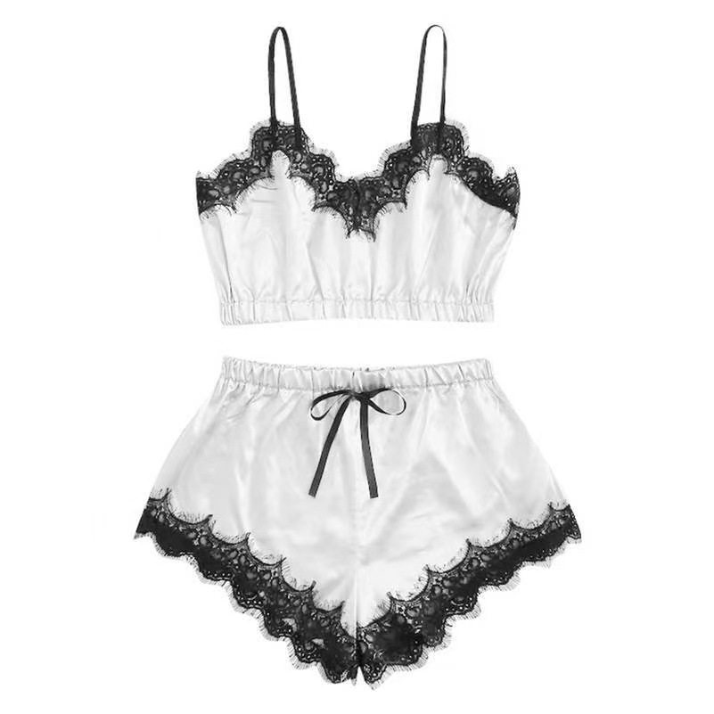 European and American Cross-Border Popular Sexy Lace Sexy Three-Point Breast-Wrapped Lace Intimates Set Pajamas