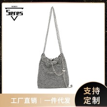 2026新款时尚欧美超A水钻满钻高级感小金球单肩斜挎包晚宴包直发