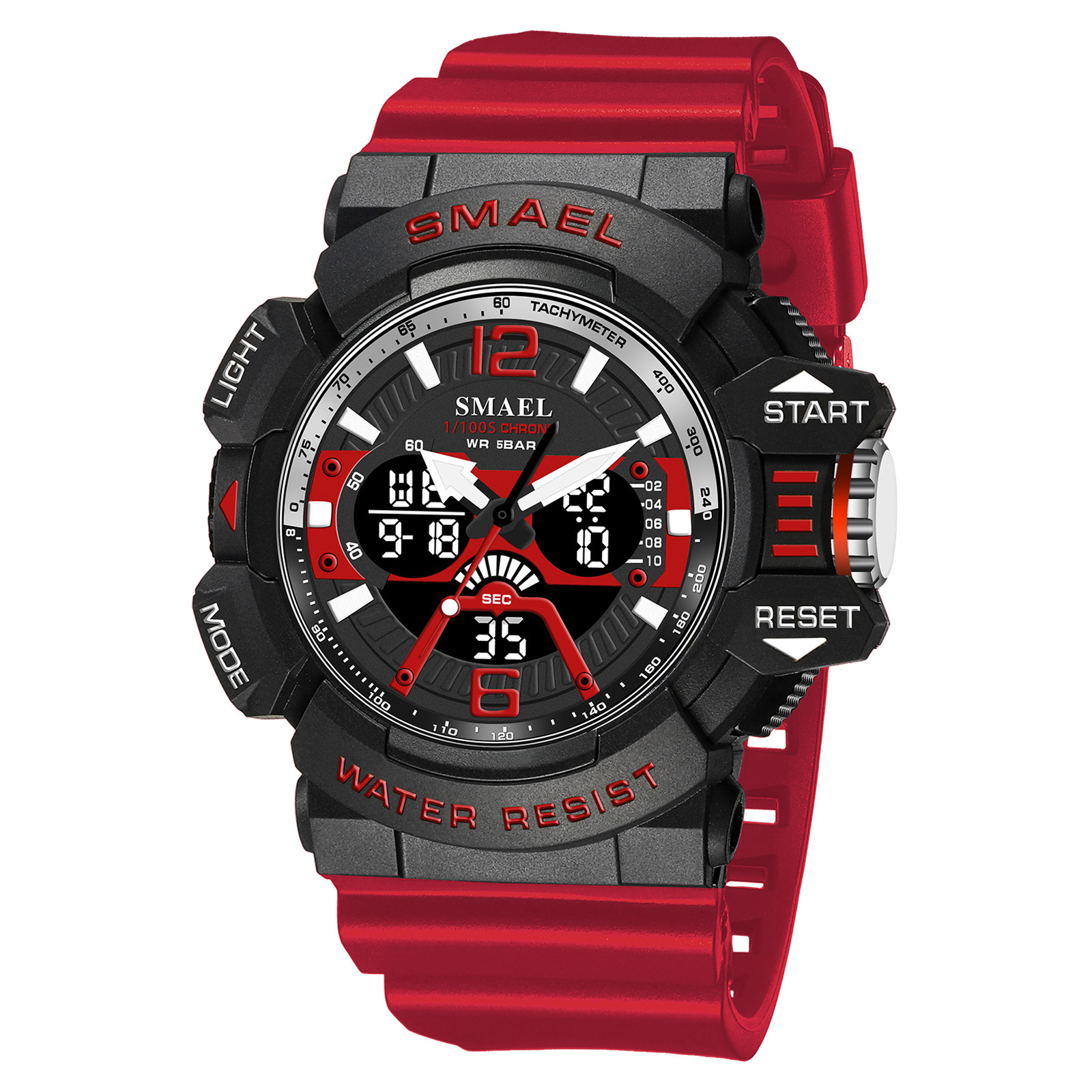 SMAEL Smale nueva tendencia estudiante deportes al aire libre impermeable cronómetro multi-energía cinética doble pantalla reloj electrónico 8065
