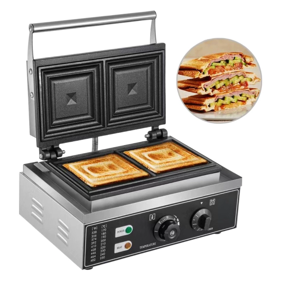 Взрывающийся пульпа и плевки водитель горячего прессования сэндвич выпечки чартер машина Коммерческая пекарная машина постоянная температура нагрева выпечки квадратный пакет летающая тарелка машина для завтрака