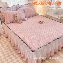 韩式加厚款夹棉床裙单件三件套公主风床单夏天床单四件套床罩床盖