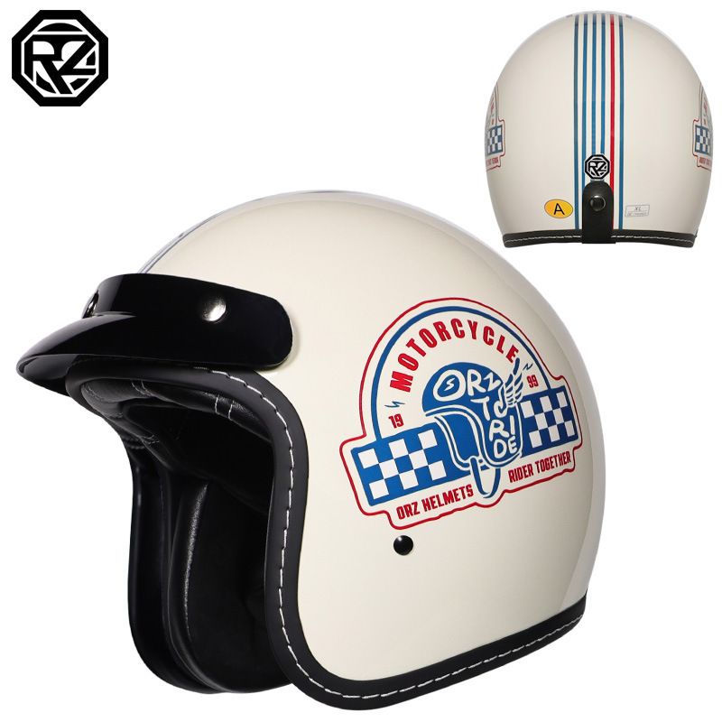 Orz casco de motocicleta para hombres y mujeres certificado 3C 3/4 casco retro medio casco locomotora viajero cuatro estaciones Bluetooth