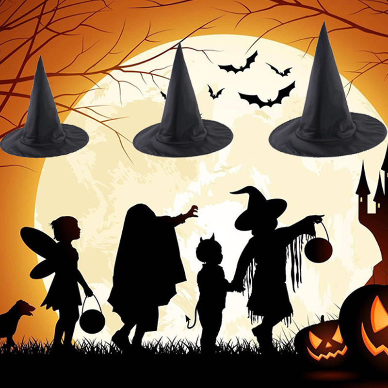 オックスフォードハット ハロウィン 魔女帽子 ウィザードハット 魔女帽子 ピュアブラックピークハット マジックハット|undefined