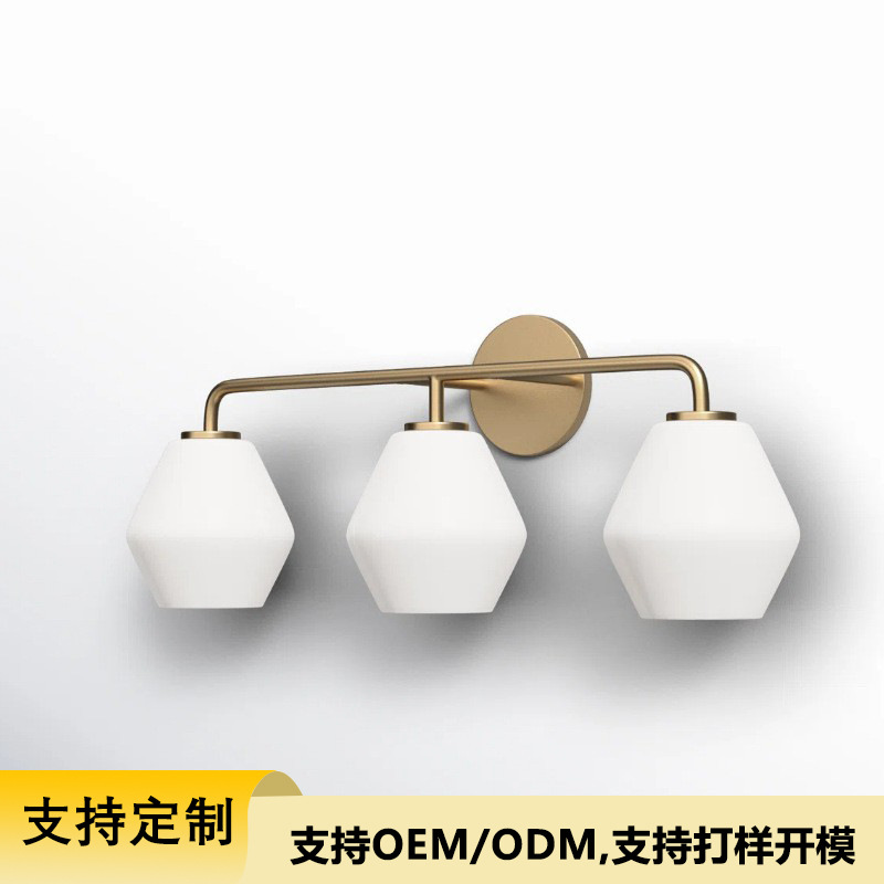Customized Cross-Border Amazon Bedside Wall Lamp Bathroom Toilet Mirror Front Lamp Farmhouse Industrial Style Iron Art Glass Lampshade