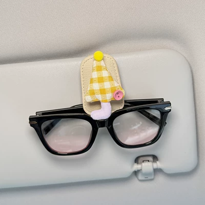 Holder, Cute Magnetic Clip for — Sürətlər qutusu və əl tormozu başlıqları - yellow-plaid-rose-pink-umbrella-with-clasp-beige-glasses-clip