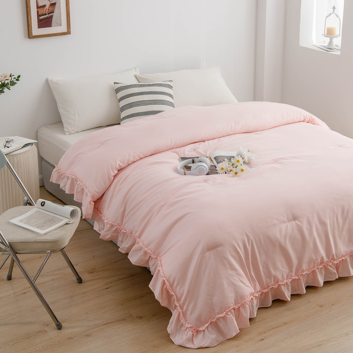 跨境家纺三件套外贸美国亚马逊热销爆款多层荷叶边胖被