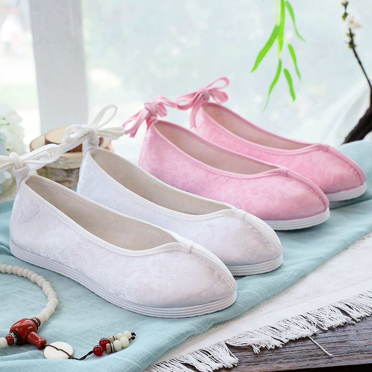 Туфли Hanfu на плоской подошве, обувь из жаккардовой ткани с принтом, Женская Однослойная обувь, костюм, сценическая танцевальная обувь для девочек