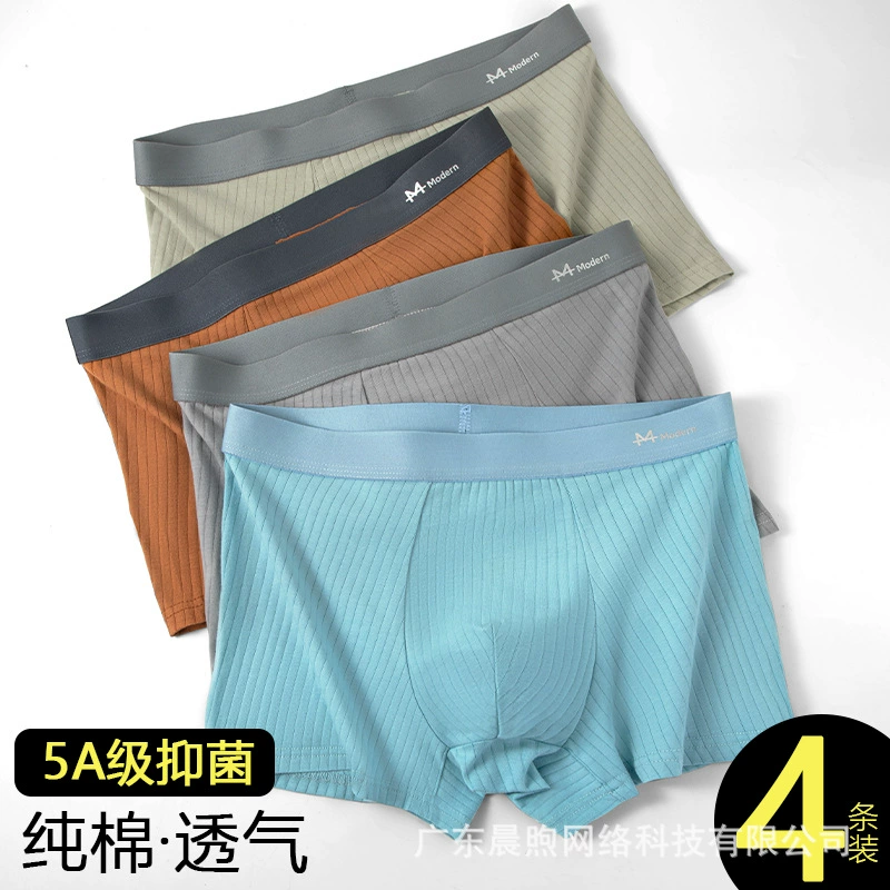Мужское нижнее белье мужское хлопковое четырехугольное леггинсы мужское осеннее и зимнее дышащее антибактериальное промежность подросток плоскоугловые шорты