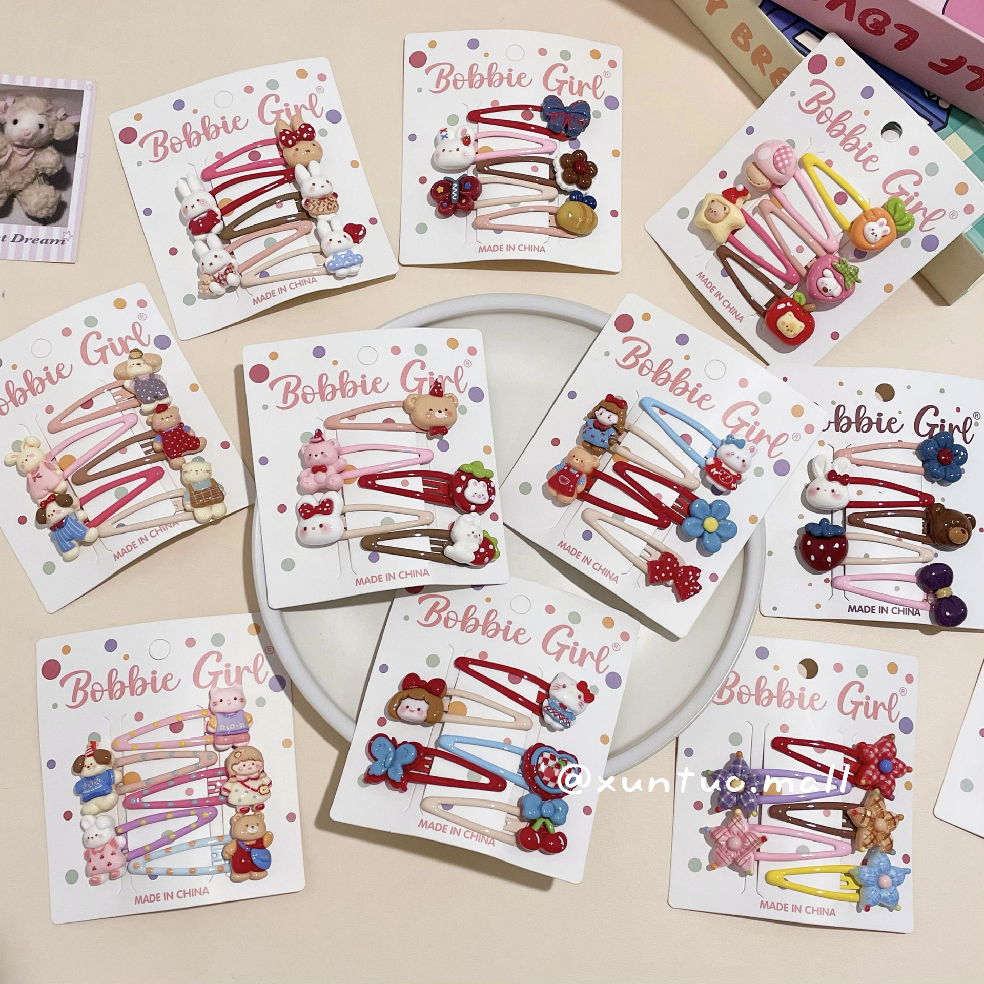 Children's Cartoon Cute Little Animal Hairpin Girl's Broken Hair Bangs Clip Playful Soft Cute Rabbit Flower Bb Clip Hairpin