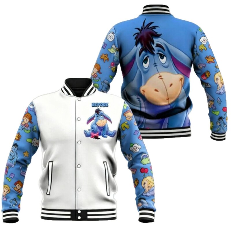 Cross-Border Eeyore Donkey Black and Blue Spring and Autumn Baseball Jacket Cartoon 3D Print Casual Jacket Trendy Brand Unisex Personalized Coat Cross-Border Eeyore Donkey Black and Blue Spring and Autumn Baseball Jacket Cartoon 3D Print Casual Jacket Trendy Brand Unisex Personalized Coat