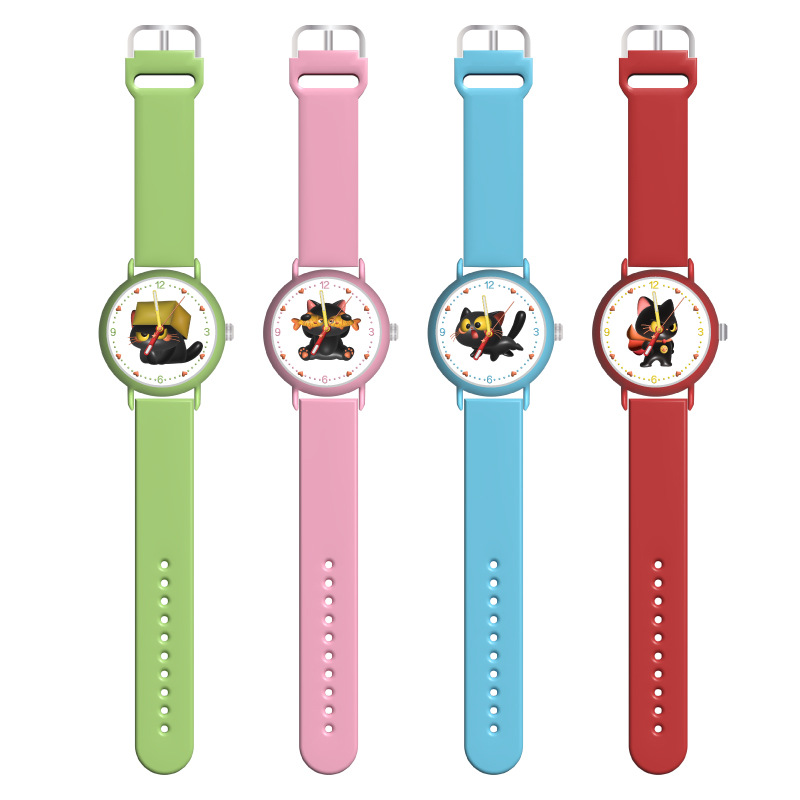 New 3D Stereo Cat Tape Cute Digital Children's Dial Watch Waterproof Quartz Watch Wholesale Dropshipping