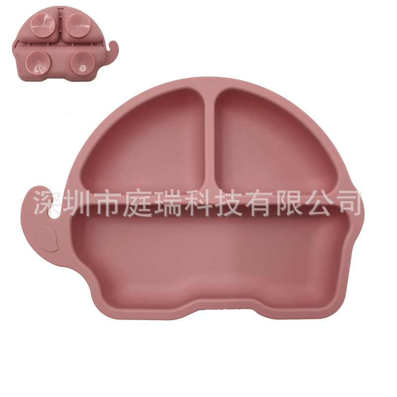 Plato para niños plato de rejilla de silicona cuadrado plato de suplemento de alimentos para bebés integrado tres Placa de rejilla lechón resistente a la caída de calidad alimentaria