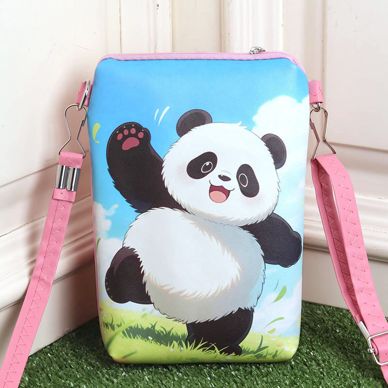 Double zipper crossbody bag - panda design