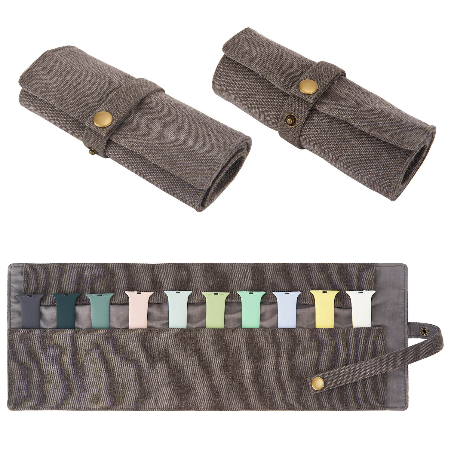 Bolsa de almacenamiento para correas de Apple Watch de 5/10 ranuras, bolsa de lona para guardar correas de reloj, organizador de almacenamiento para relojes