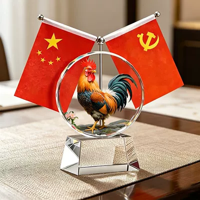 the Horse Five-Star Red Flag Crystal, Car ornaments - small-size-sunflower-10cm-774cm-base-small-flag-lucky-rooster
