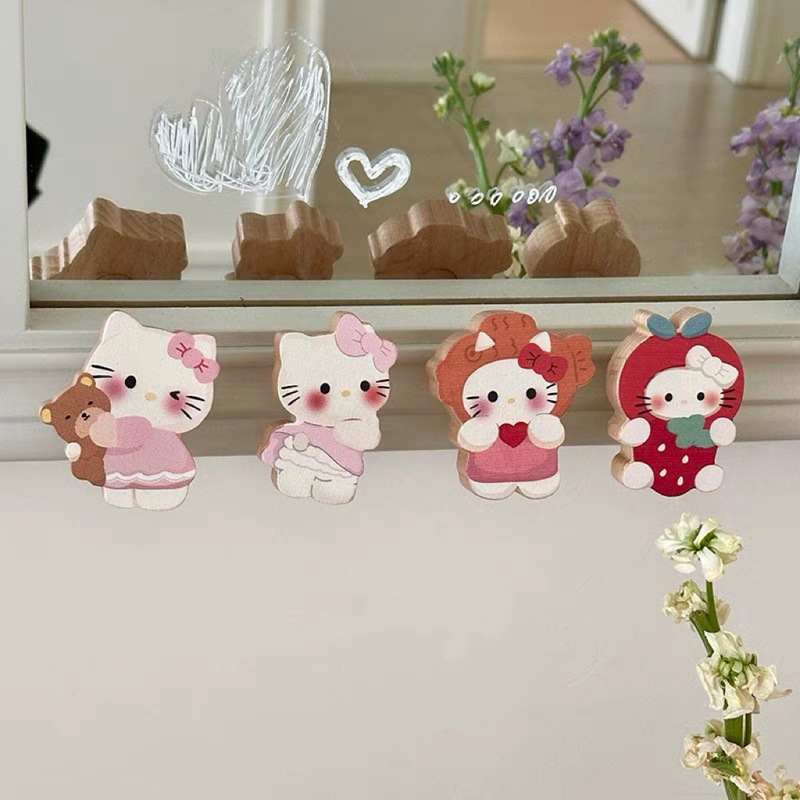 Cartoon Hooks! Cat-Shaped Beech Wood No-Drill Hooks for Doors and Wardrobes, Strong Adhesive Coat Hooks