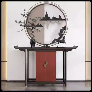 Red Foyer End Table New Style Entrance Cabinet Solid Wood Case Festive New Chinese Style Decorative Cabinet Zen Storage
