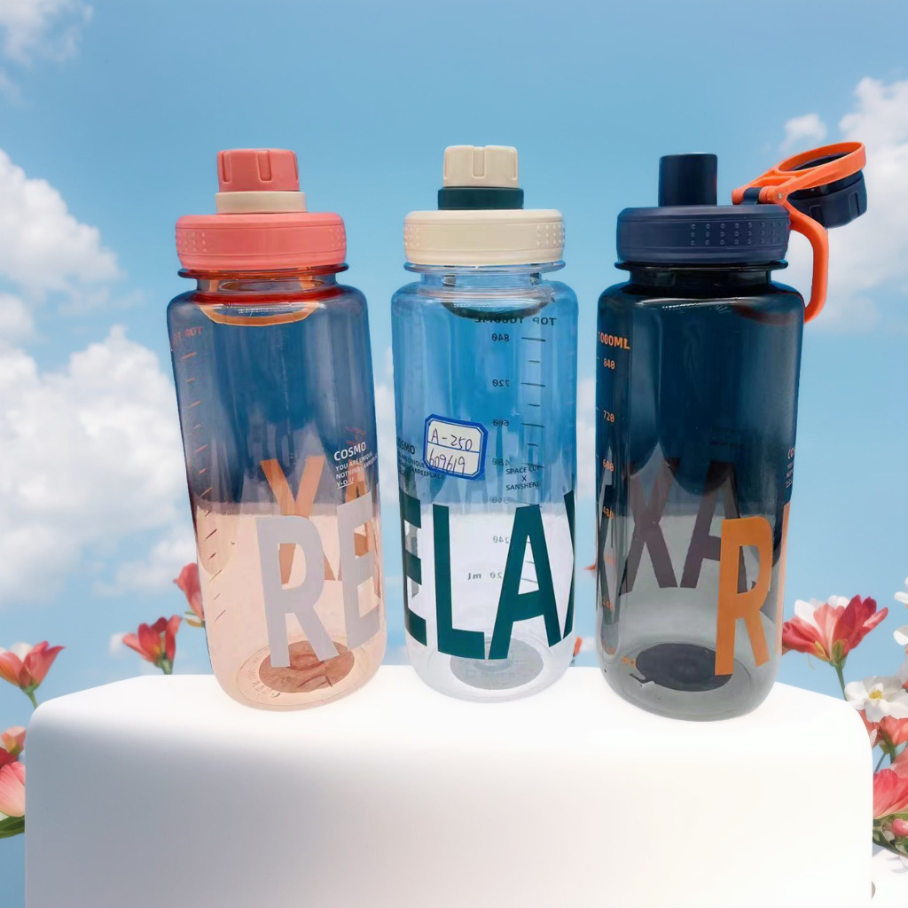 Taza de agua de plástico Sansheng para hombres y mujeres de gran capacidad 1000ml portátil conveniente deportes hervidor estudiante taza de ocio al aire libre