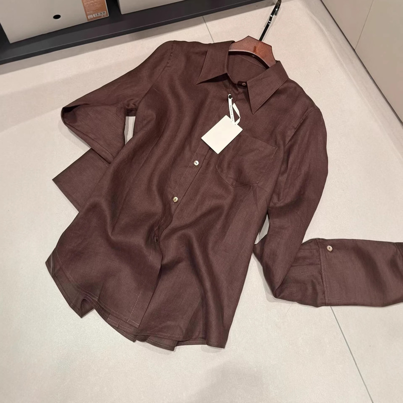 [High-Quality Goods] 100% French Linen High-Thread-Count Shirt, Summer Commuting High-End Long-Sleeve Shirt Set