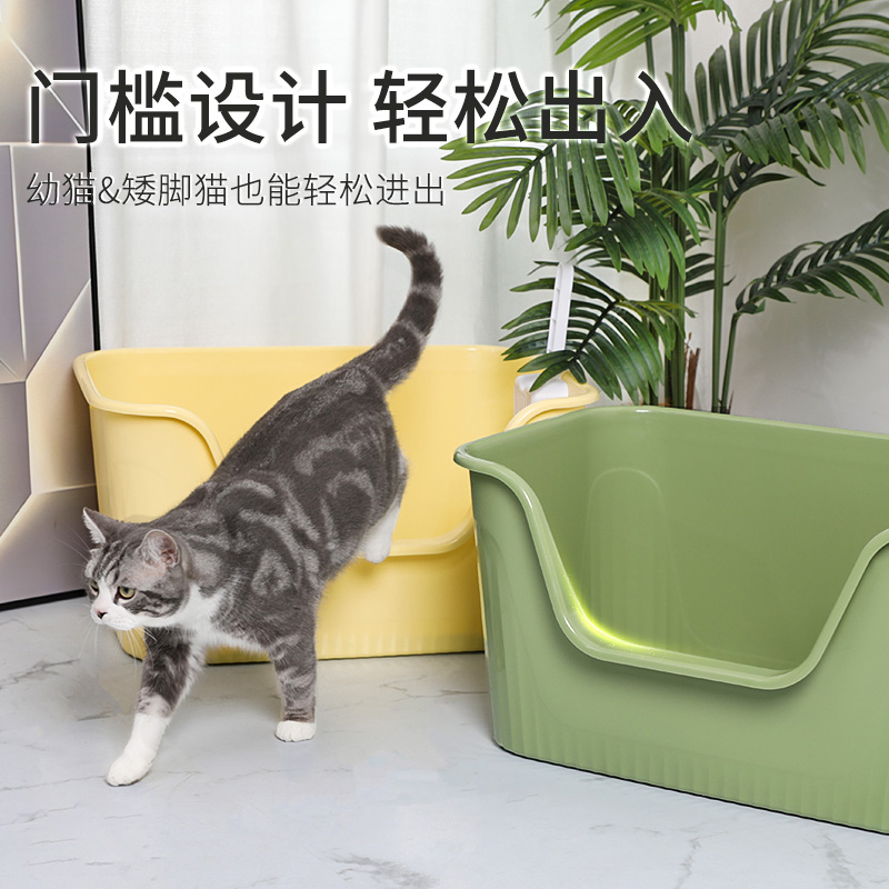 Caja de arena para gatos de gran tamaño anti-Splash abierto integrado gato inodoro caja de arena para gatos fábrica en stock entrega al por mayor