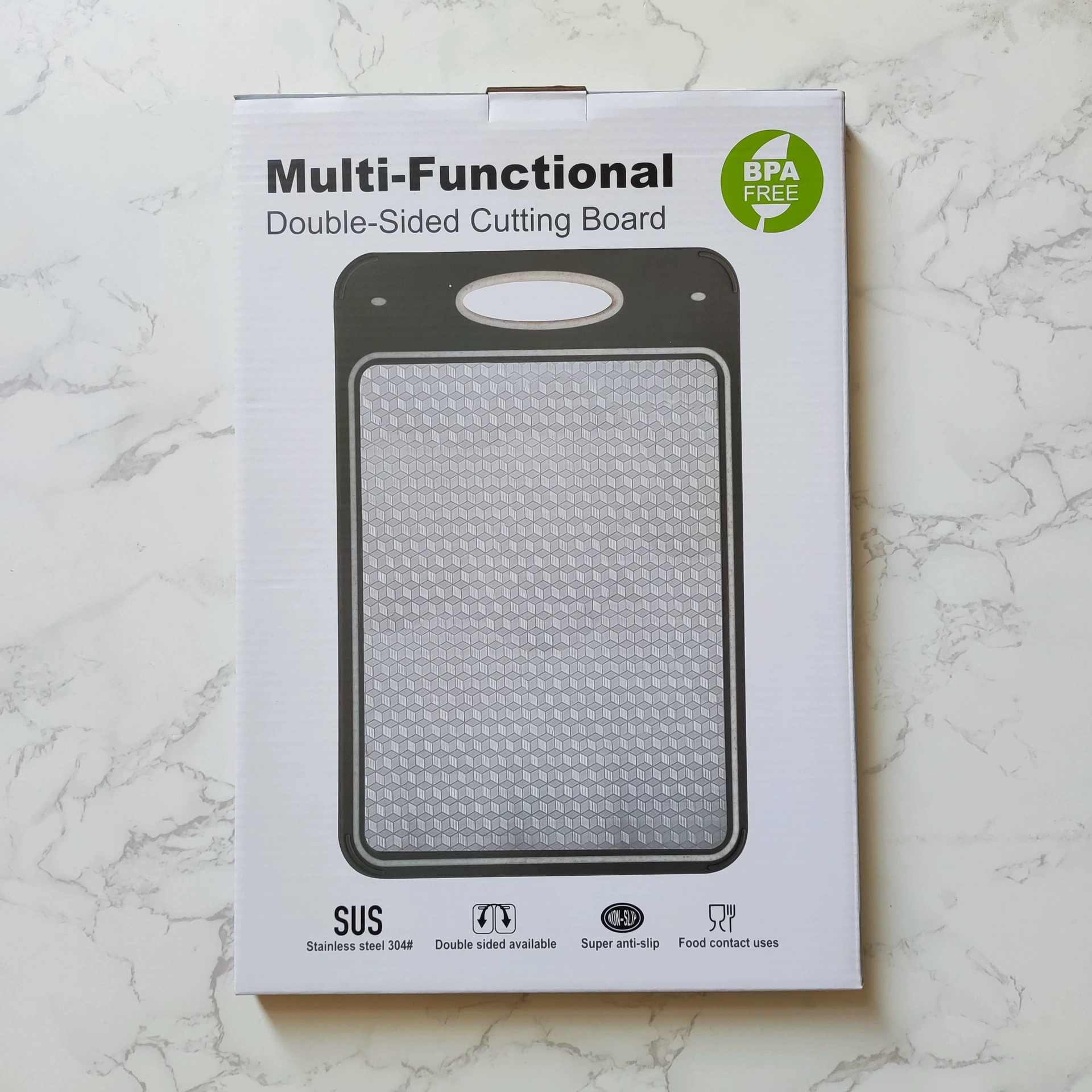 Double-sided cutting board stainless steel, Amazon, 3D