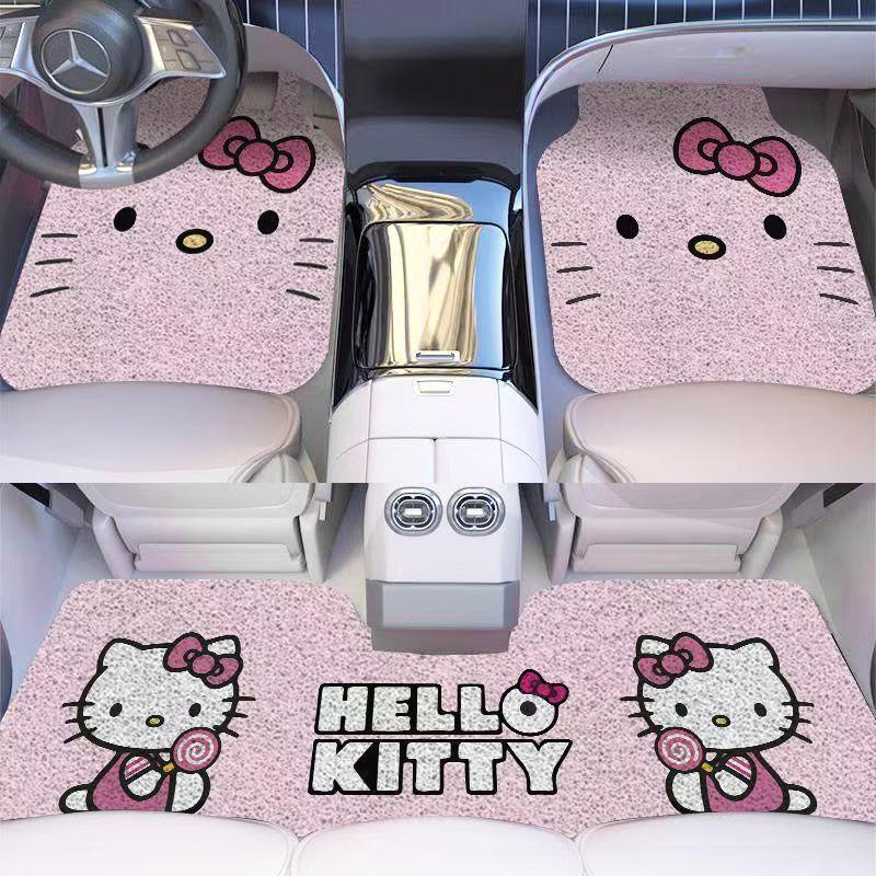 Cartoon Silk Loop Car Floor Mats with Rose Lines and Puppy Design, Non-Slip, Dirt-Resistant, Wear-Resistant, Universal Car Floor Mats
