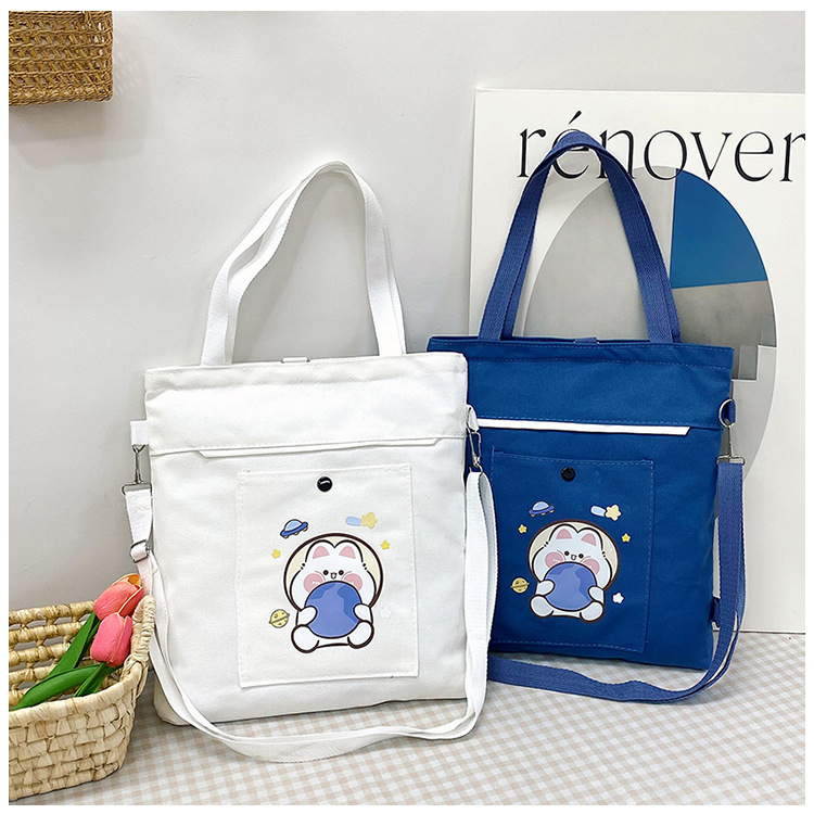 Wholesale of 2025 new cartoon casual canvas bags, large-capacity, fashionable and cute girl single-shoulder bags and tote crossbody bags undefined
