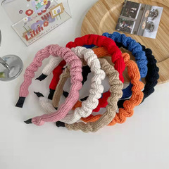 Korean Dongdaemun Yarn Knitted Hairband for Women, 2023 Fall/Winter New Arrival – Elegant Pleated Design, Perfect for Washing Your Face or Holding Back Hair