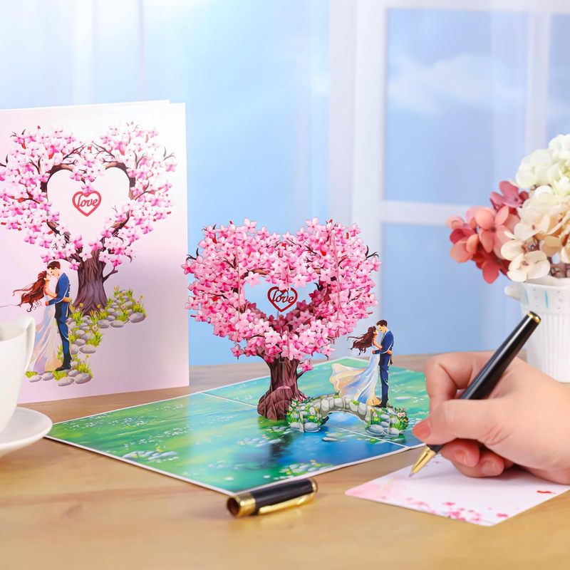 クロスボーダー新製品バレンタインデーグリーティングカード 3D ハートツリーギフトカード結婚式招待状紙立体グリーティングカード工芸品|undefined