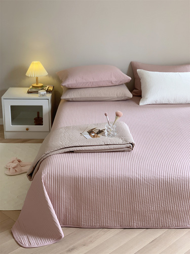 Liangpin Korean simple bed cover single piece pure cotton quilted quilted solid color thickened bed sheet three-piece set autumn and winter