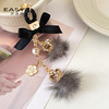 Fashionable keychain with bow from pearl, bag accessory, Korean style