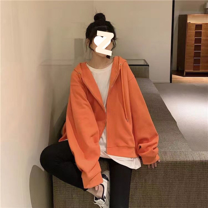 白灰卫衣开衫女2025春秋新款宽松休闲连帽棒球服短款美式运动外套|undefined