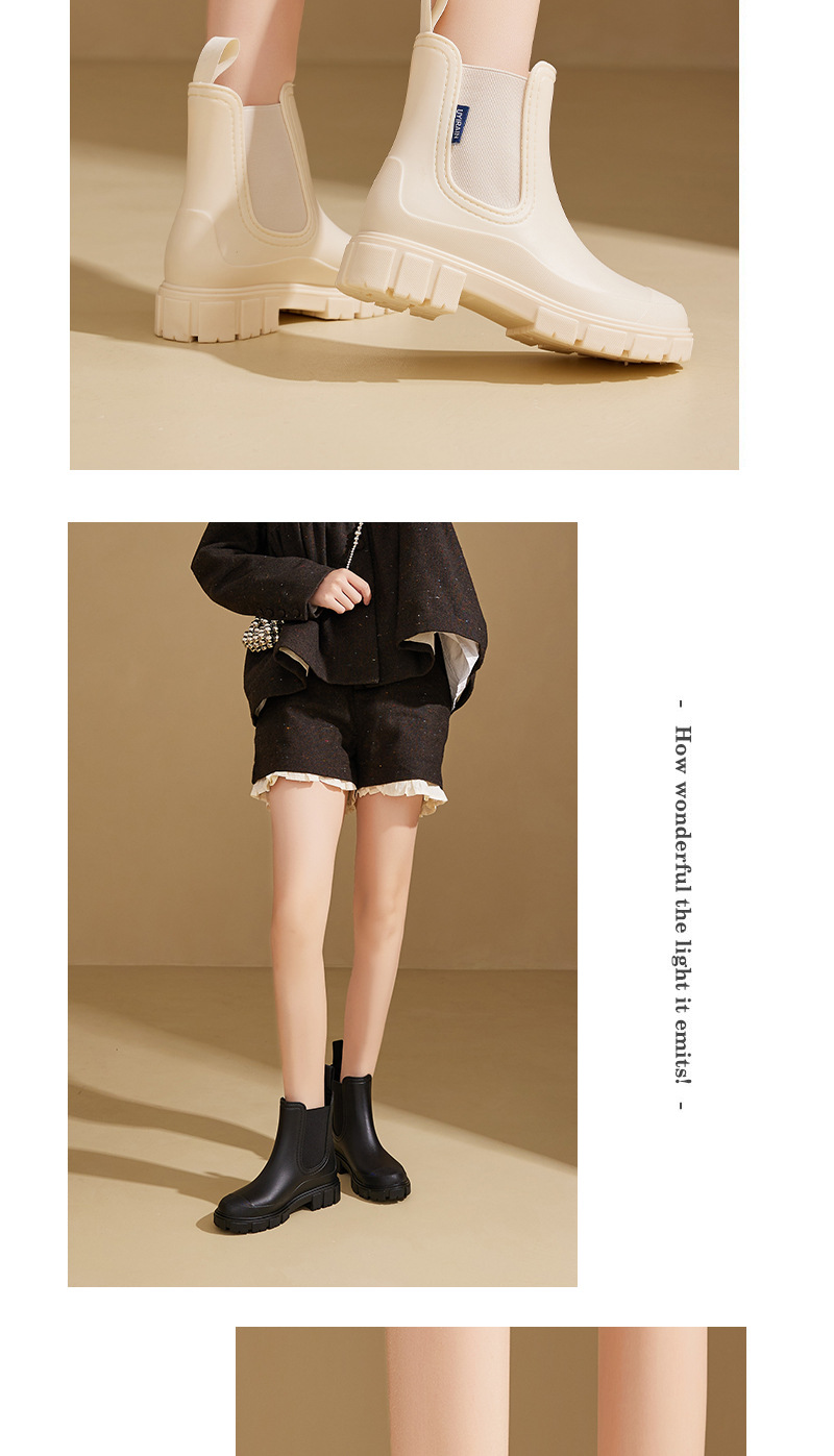 Grenzüberschreitende modische Regenstiefel für Damen, dicke Sohle, elastischer Riemen, wasserfeste, rutschfeste Gummischuhe für Küche und Haushalt_voghion.com