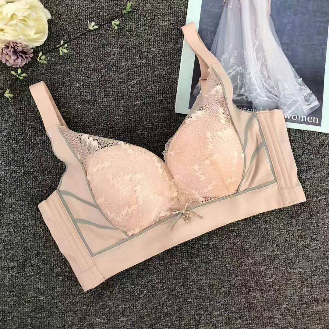 Nuevo sujetador de alta calidad de moda de encaje Jacquard transpirable y cómodo ajuste lateral de pecho de botón múltiple ropa interior