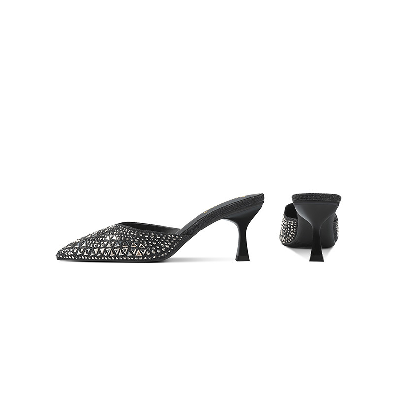 Red infrarroja vestida con tacones de diamante zapatillas de tacón alto para mujeres 2026 nuevo verano puntiaguda zapatillas de cabeza de paquete versátil image 7