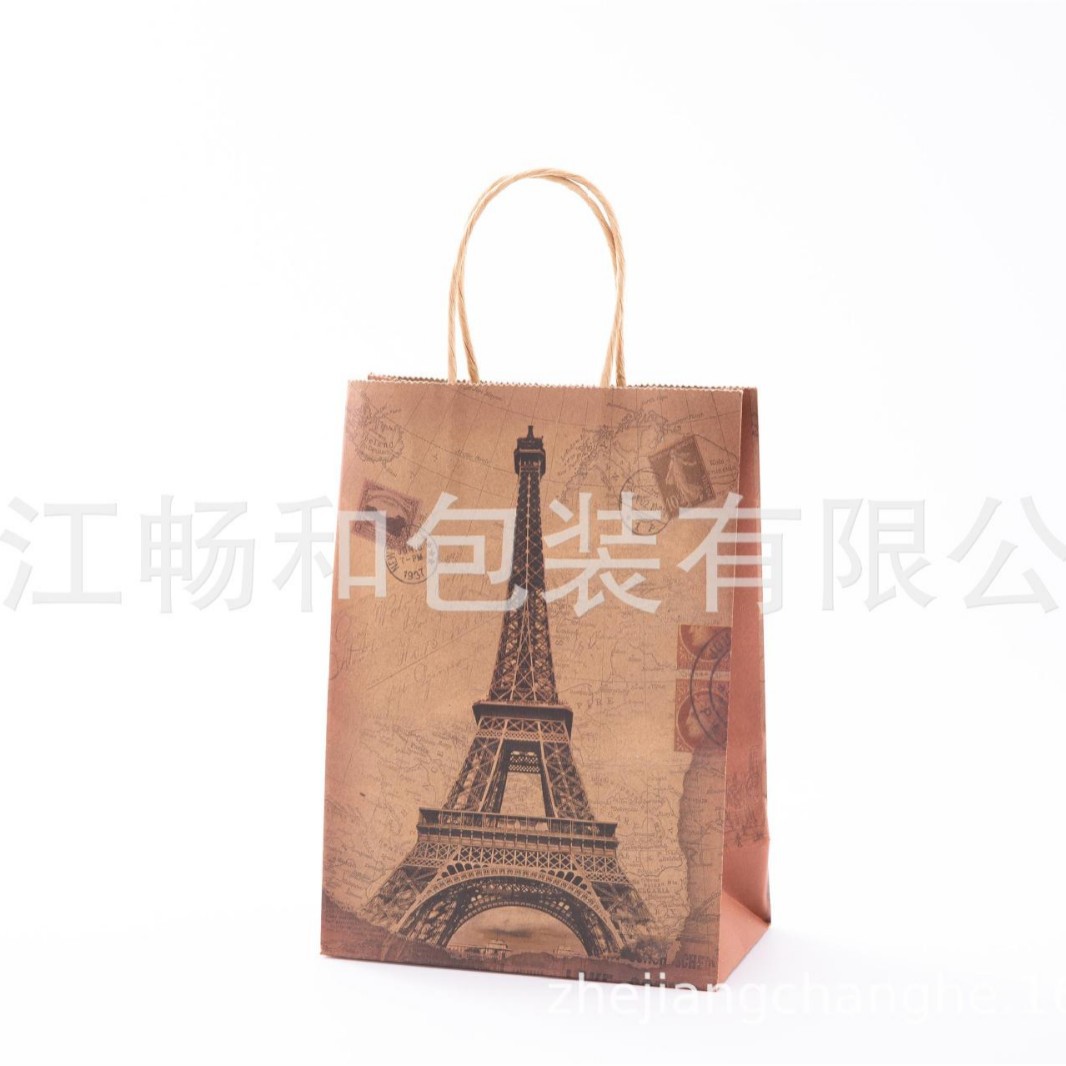 新款特色高雅复古牛皮纸袋适合礼品，购物广告可用于服装鞋及外卖