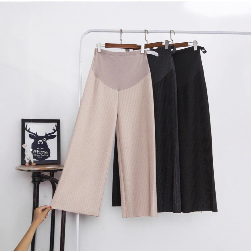 2025 New Maternity Wide-Leg Pants Trendy Drape Fabric Knit Maternity Pants for Outerwear 9-Point Pants 132 2025 New Maternity Wide-Leg Pants Trendy Drape Fabric Knit Maternity Pants for Outerwear 9-Point Pants 132
