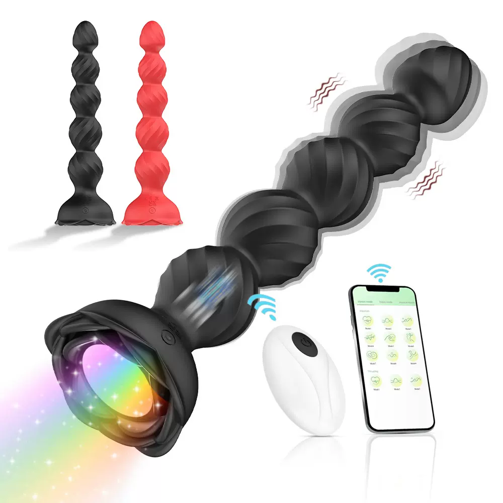 玫瑰花发光肛塞 无线遥控APP后庭震动按摩自慰器成人工厂情趣用品