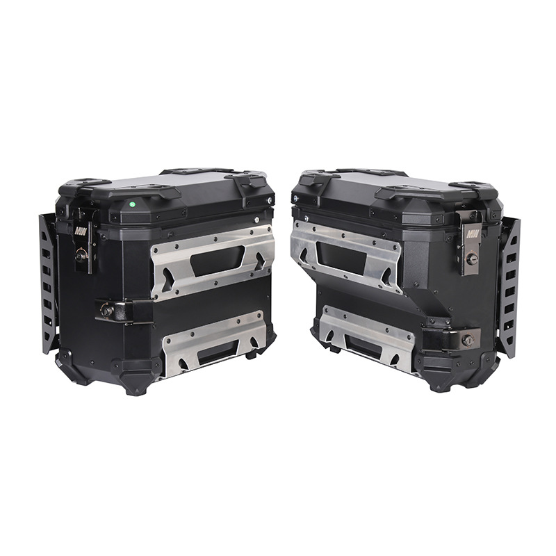 38L Right-Side Multifunctional Armored Black Aluminum Alloy Three-Box Motorcycle Tail Box Side Box Motorcycle Camping Style Trunk