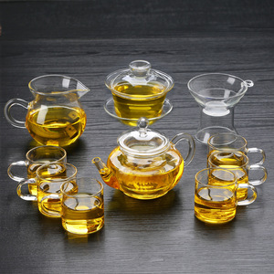 耐热玻璃茶具套装功夫茶泡茶壶透明过滤红茶泡茶器茶碗公杯子家用