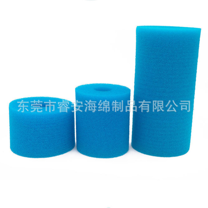 游泳池过滤器海绵管 同心圆蓝色污水过滤海绵柱子 净化器海绵滤芯