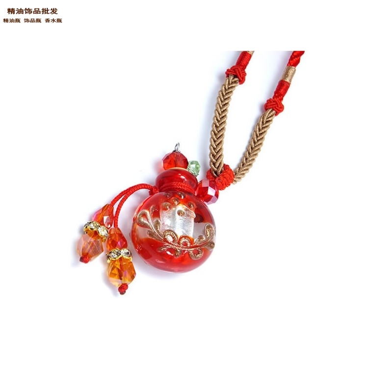 精油饰品网大红色缨诺绳大号扁圆巴洛克项链2.jpg