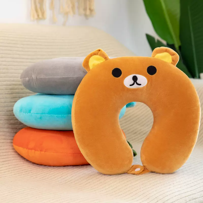 严选卡通pp棉u型枕精品刺绣柔软pp棉填充可爱u型枕午休枕可加logo