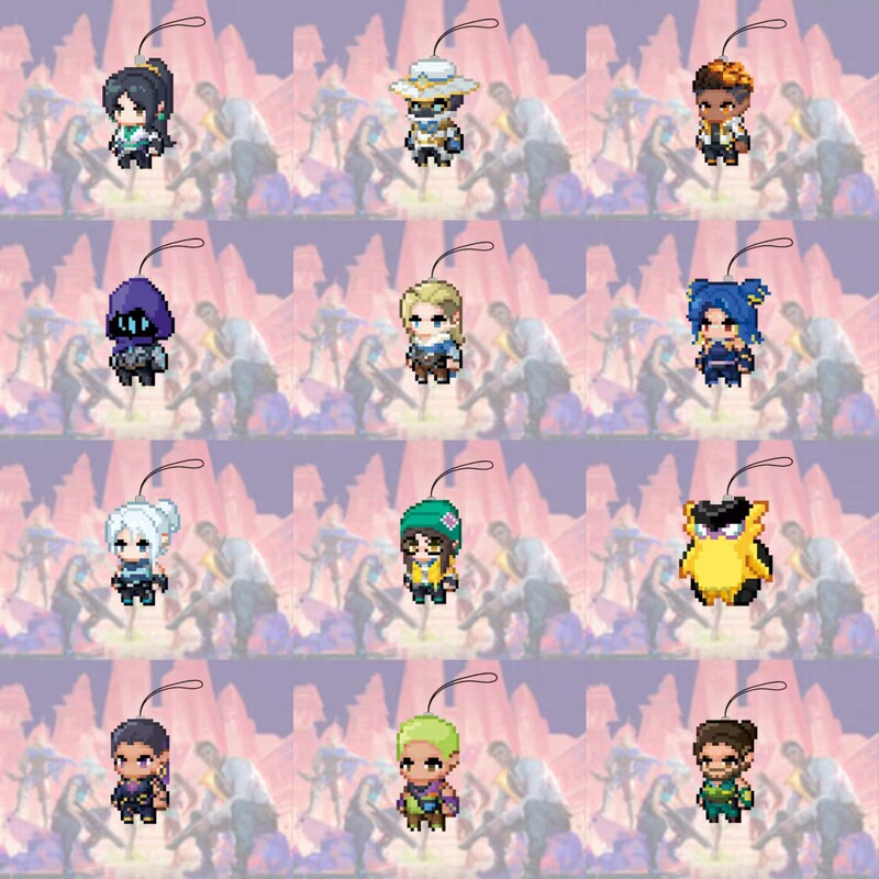 Fearless Contract Valorant Pixel Wind Full Surrounding Mobile Phone Chain Mini Pendant Jetwind Sage Twilight Butterfly Rez