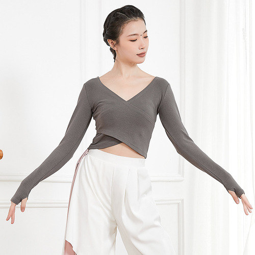 Modern dance clothing for women, adult ballet art exam, professional practice clothing, short-sleeved slim yoga body teacher tops